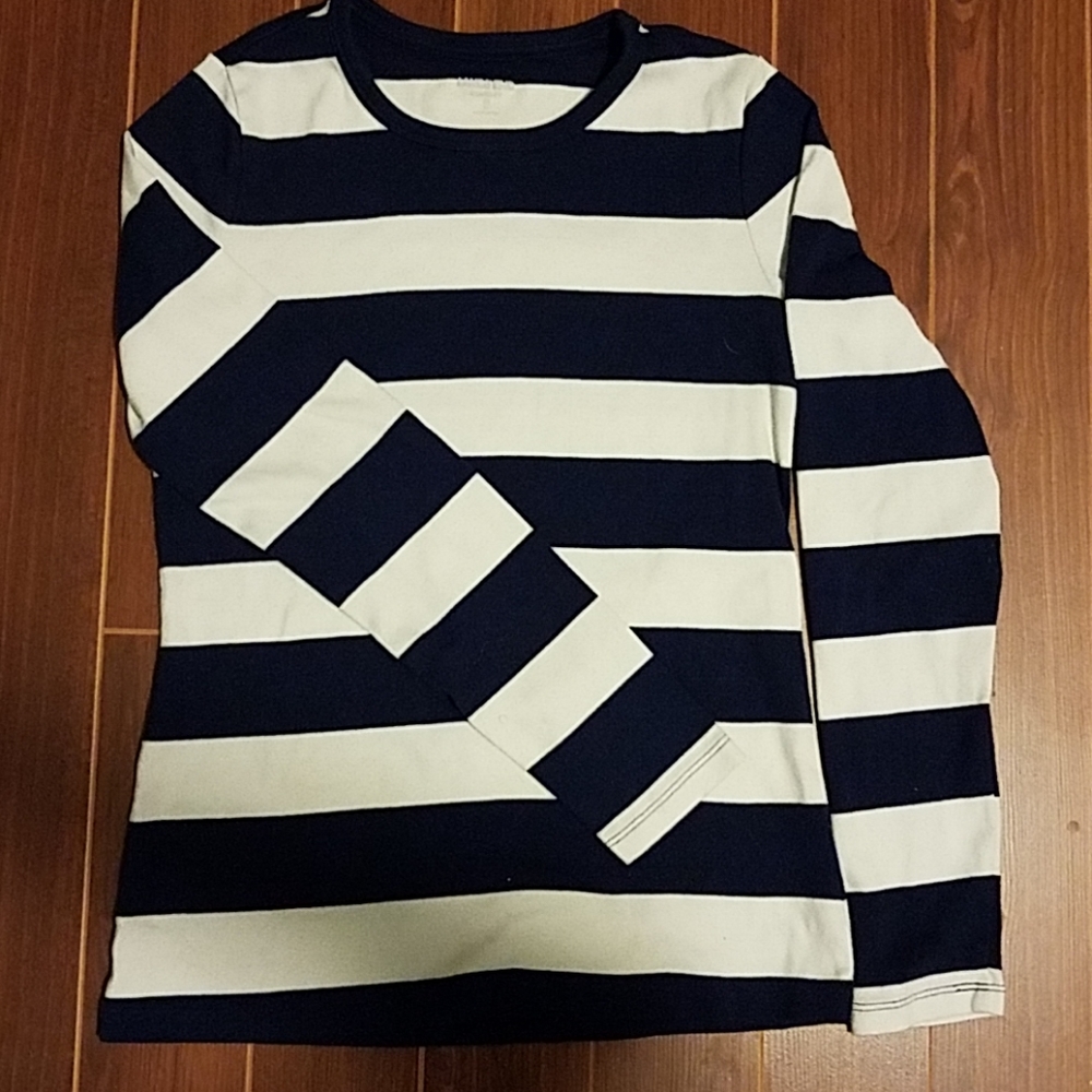 Lands' End striped navy crewneck